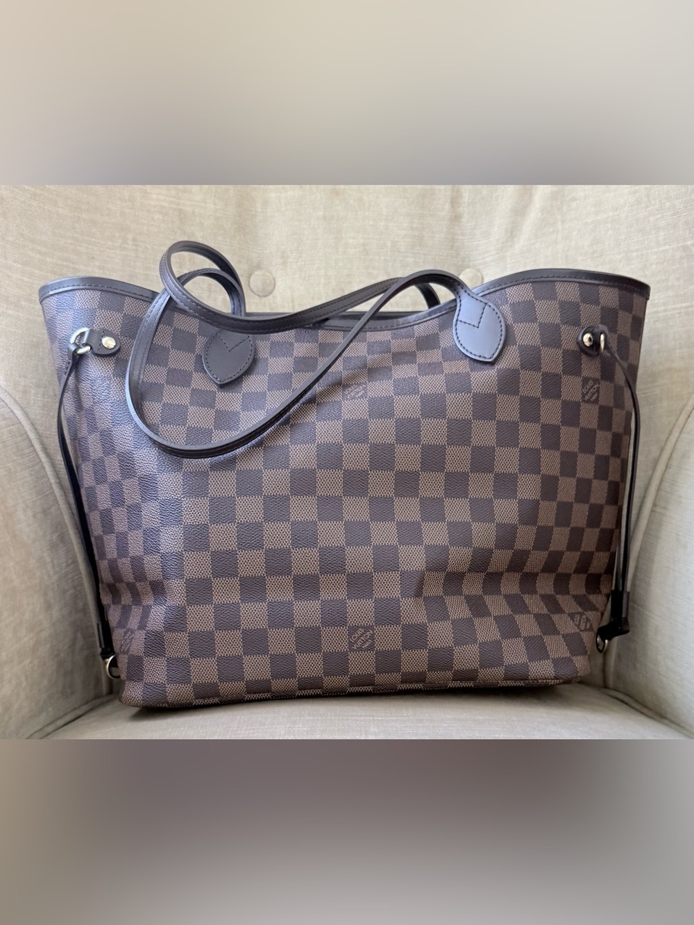 Louis Vuitton Brown Damier Ebene Canvas Tote